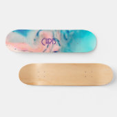 Aangepaste roze en blauwe alcoholinkt Watercolor s Persoonlijk Skateboard (Horizontaal)
