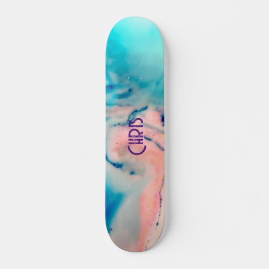 Aangepaste roze en blauwe alcoholinkt Watercolor s Persoonlijk Skateboard (Voorkant)