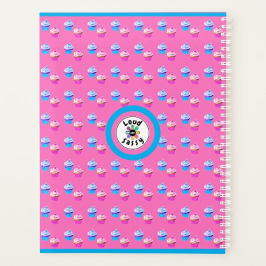 Aangepaste  roze en blauwe cupcake planner (Achterkant)