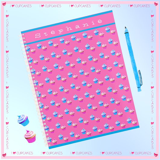 Aangepaste roze en blauwe cupcake planner