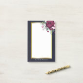 Aangepaste roze en blauwe Floral Post-it® Notes (Op bureau)