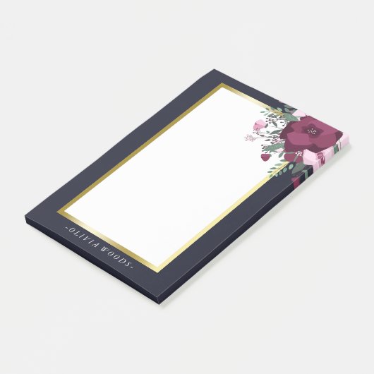 Aangepaste roze en blauwe Floral Post-it® Notes (Schuin)