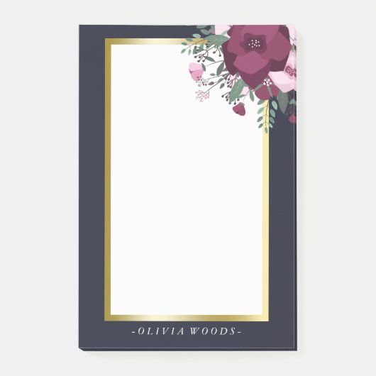 Aangepaste roze en blauwe Floral Post-it® Notes (Voorkant)