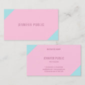 Aangepaste roze en blauwe, moderne, minimale Sjabl Visitekaartje (Voorkant / Achterkant)