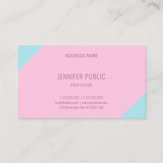 Aangepaste roze en blauwe, moderne, minimale Sjabl Visitekaartje (Achterkant)