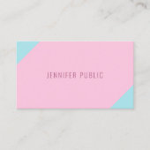 Aangepaste roze en blauwe, moderne, minimale Sjabl Visitekaartje (Voorkant)