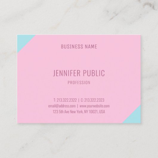 Aangepaste roze en blauwe, moderne, minimale Sjabl Visitekaartje (Achterkant)