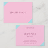 Aangepaste roze en blauwe, moderne, minimale Sjabl Visitekaartje (Voorkant / Achterkant)