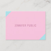 Aangepaste roze en blauwe, moderne, minimale Sjabl Visitekaartje (Voorkant)