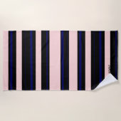 Aangepaste roze en blauwe navy strandhanddoek strandlaken (Voorkant)