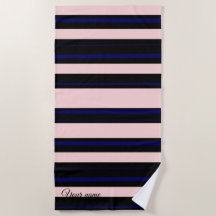 Aangepaste roze en blauwe navy strandhanddoek
