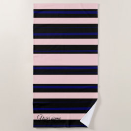 Aangepaste roze en blauwe navy strandhanddoek strandlaken