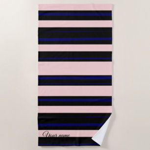Aangepaste roze en blauwe navy strandhanddoek strandlaken