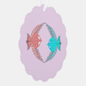 Aangepaste roze en blauwe Tortelduifjes Ornament Kaart (Rechts)