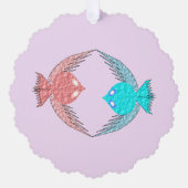 Aangepaste roze en blauwe Tortelduifjes Ornament Kaart (Voorkant)