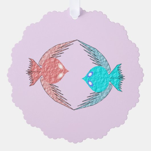 Aangepaste roze en blauwe Tortelduifjes Ornament Kaart (Voorkant)