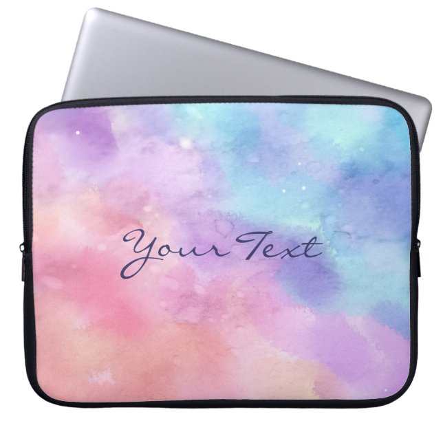 Aangepaste roze en blauwe Waterverf Laptop Sleeve (Voorkant)