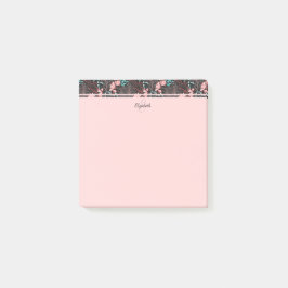 Aangepaste roze en Blauwgroen donkere Floral Post-it® Notes