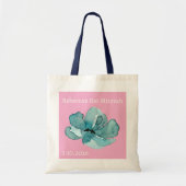 Aangepaste Roze en Blauwgroen Waterverf Botanische Tote Bag (Voorkant)