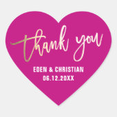 Aangepaste roze en goud hart sticker (Voorkant)