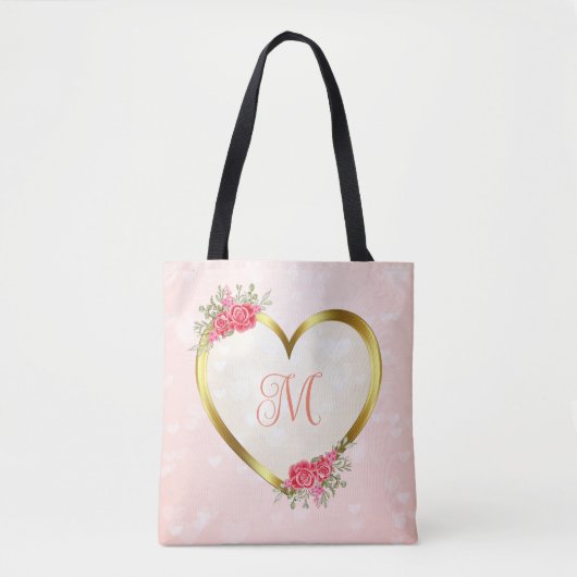 Aangepaste Roze en Gouden Hart Tote Bag (Voorkant)