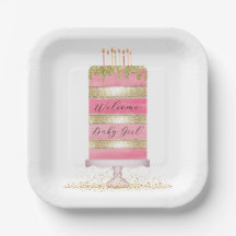 Aangepaste Roze en Gouden Meisje Baby shower