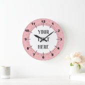 Aangepaste roze en gouden Stippen Grote Klok (Huis)