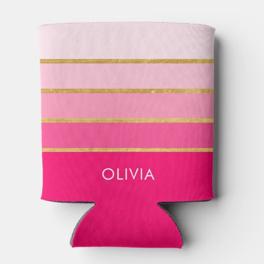 Aangepaste roze- en goudnaam blikjeskoeler (Achterkant)