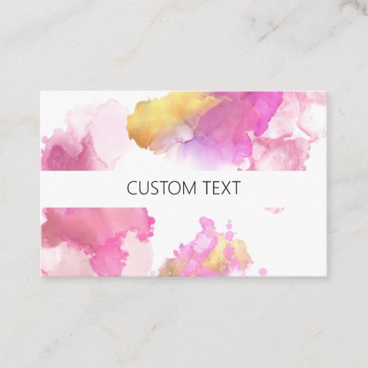 Aangepaste roze en goudWaterverf  Visitekaartje (Voorkant)