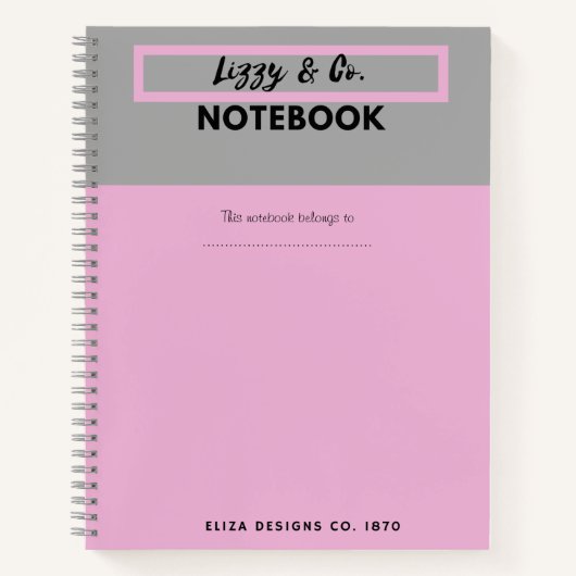 Aangepaste roze en grijze laptop notitieboek (Voorkant)