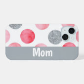 Aangepaste roze en grijze punt iPhone 15 case (Achterkant horizontaal)