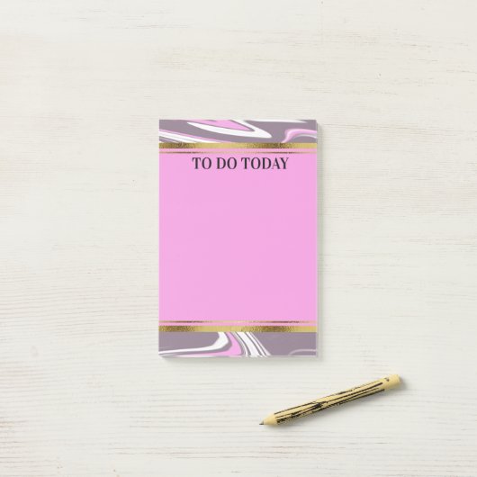 Aangepaste roze en grijze Waterverf Marmer 4x6 Post-it® Notes (Op bureau)
