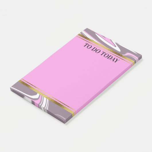 Aangepaste roze en grijze Waterverf Marmer 4x6 Post-it® Notes (Schuin)