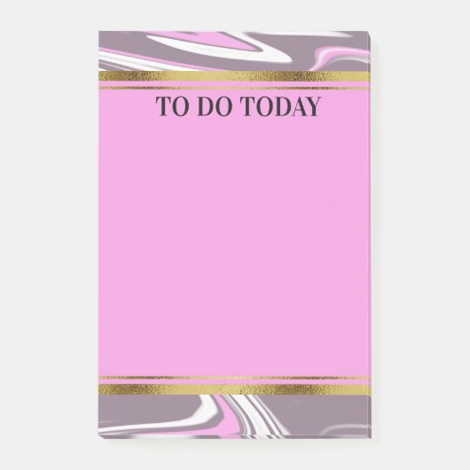 Aangepaste roze en grijze Waterverf Marmer 4x6 Post-it® Notes (Voorkant)
