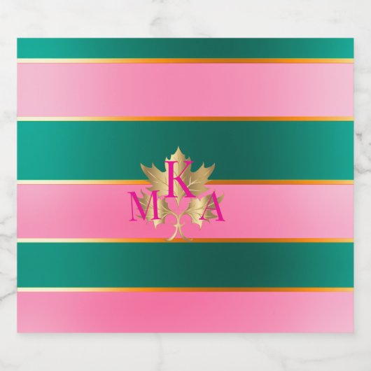 Aangepaste roze en groene monogram drank etiketten (Enkel label)
