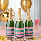 Aangepaste roze en groene monogram drank etiketten