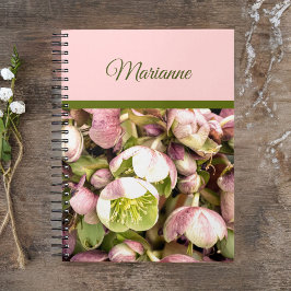 Aangepaste roze en olijfolie Hellebore Notitieboek