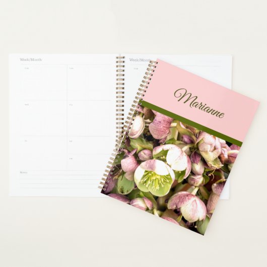  Aangepaste roze en olijfolie Hellebore Planner (Display)
