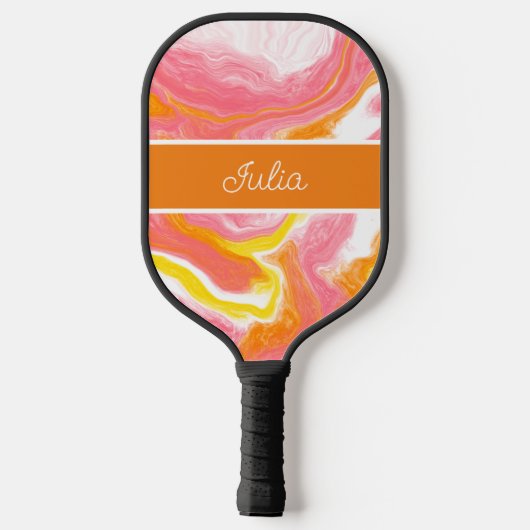 Aangepaste roze en Oranje marmer Pickleball Paddle (Achterkant)