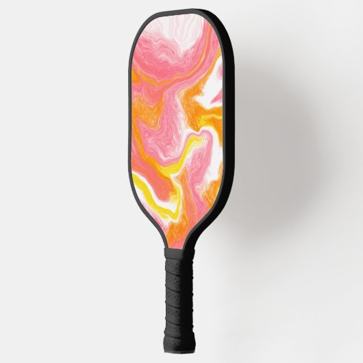 Aangepaste roze en Oranje marmer Pickleball Paddle (Links)