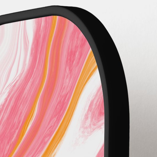 Aangepaste roze en Oranje marmer Pickleball Paddle (Links Detail)