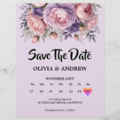 Aangepaste Roze en Paarse Bloemen Save the Date Ka (Voorkant)
