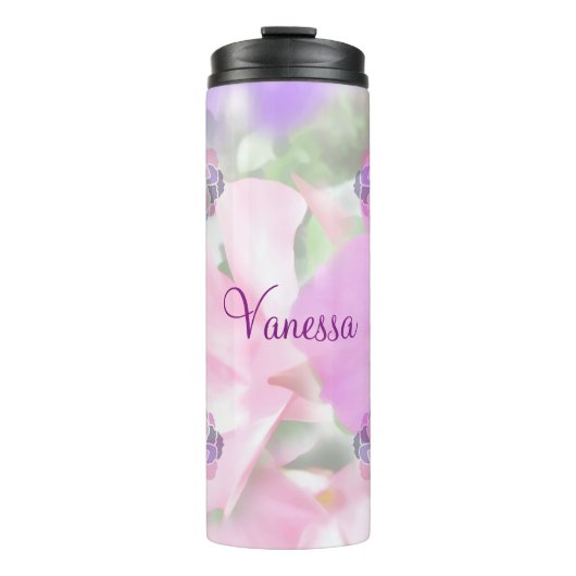 Aangepaste roze en Paarse petals Thermosbeker (Voorkant)