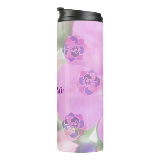 Aangepaste roze en Paarse petals Thermosbeker (Geroteerd rechts)