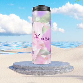 Aangepaste roze en Paarse petals Thermosbeker