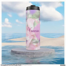 Aangepaste roze en Paarse petals Thermosbeker