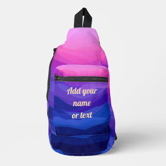 Aangepaste roze en paarse verloopgolven sling bag (Voorkant)