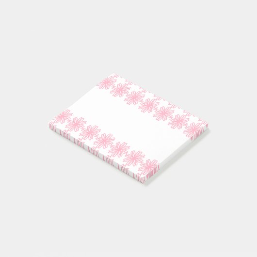 Aangepaste roze en witte flora post-it® notes (Schuin)