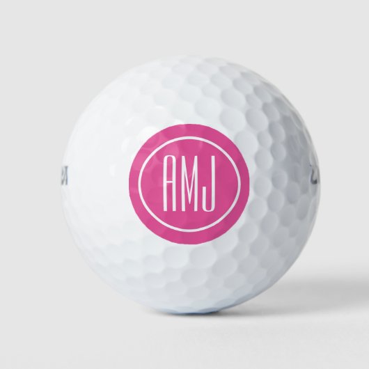 Aangepaste roze en witte monogram golfballen (Voorkant)