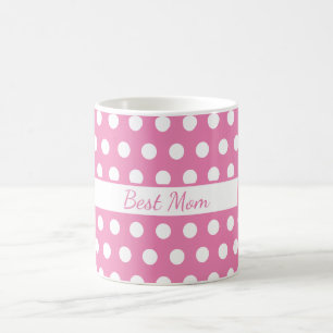 Aangepaste roze en witte Polka Dot Mok
